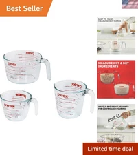 Glass Measuring Cups Set: 1-Cup, 2-Cup & 4-Cup - Oven & Dishwasher Safe