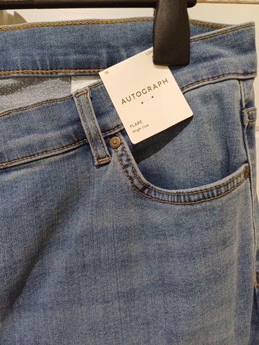 M&S Autograph Lyocell Blend High Waisted Flared Jeans UK 18 LONG LIGHT INDIGO - Picture 3 of 7