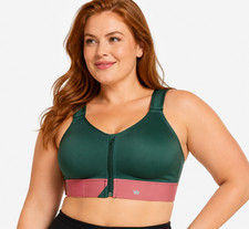 SHEFIT Flex Medium Impact Sports Bra 2LUXE Black Front Zipper