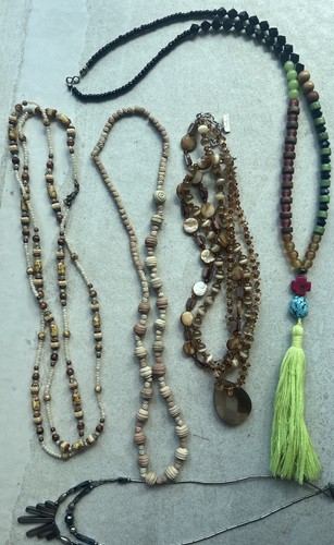 Boho Ethnic Tribal Style Statement Jewelry Lot 41 pc Wood Mixed Metals Stone - Picture 15 of 22