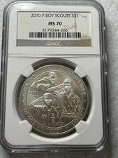 2010-P Boy Scouts Commemorative Dollar NGC-MS70