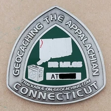 Appalachian Trail Geocoin - Connecticut - Antique Silver - NOT Activated