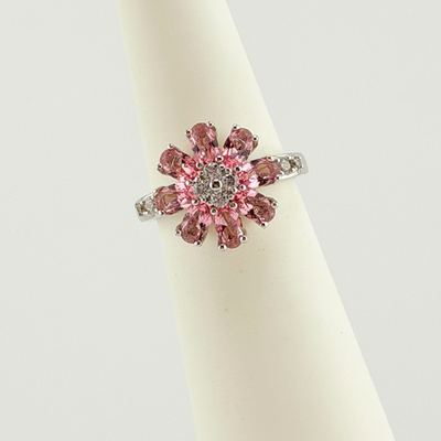 Bomb Party Wildflowers RBP2315 Flower Ring Sz 6 Pink Topaz on