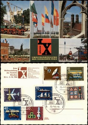 Ansichtskarte München Int. Verkehrsausstellung MB 1965 Sondermarken u Stempel