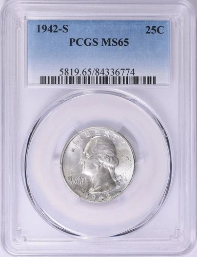 1942 S Washington Quarter PCGS MS65
