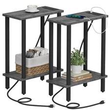 TUTOTAK Small End Table Set - Nightstand with Charging Station, USB & Outlets...