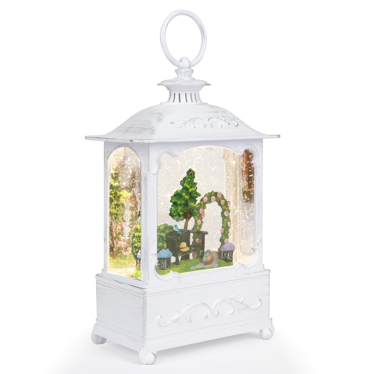 Spring Snow Globe Lantern - Light Up Glitter Water Globe, 6H Timer