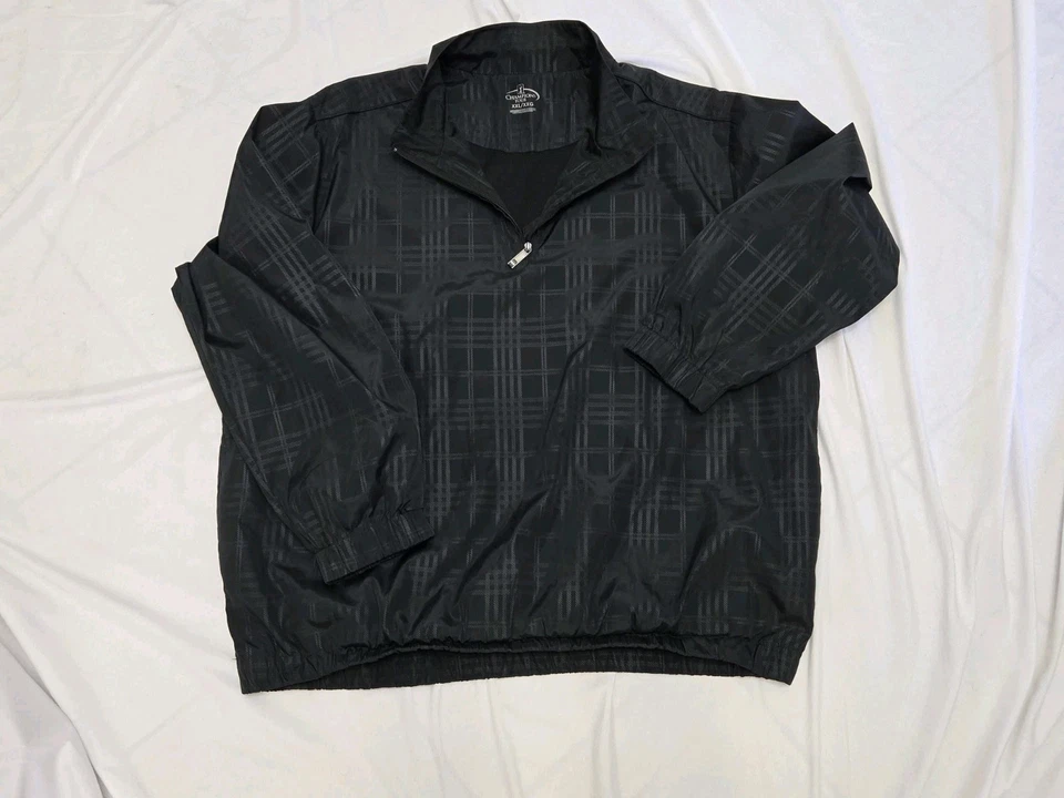 Chaqueta cortavientos para hombre PGA Tour negra a rayas forrada de malla XXL cremallera 1/4! Foto 2 de 4