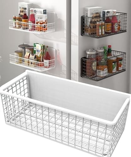 Magnetic Basket Magnetic Fridge Organizer Magnetic Pencil Holder White-High