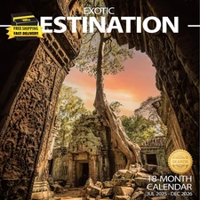 Wall Calendar 2025-2026 Planner Calendar - Exotic Destination Hangable Monthly W