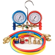 3 Way AC Manifold Gauge Set for R134A R410A R22 Refrigerant, AC Gauge Set wit...