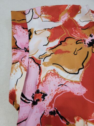 Nine West Top Women XL Orange/Pink Floral Short Turn Back Sleeve NWT - Picture 8 of 10