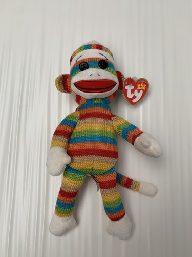 Socks the Sock Monkey Rainbow TY Beanie Baby Geburtstag 11. Mai 2011 Neu mit Etikett - Bild 10 von 11