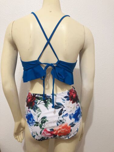 Sexy Floral Print High Waist Split Swimwear Bikini Board Shorts for Women Size S - Picture 2 of 2