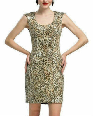 Sue Wong ~ Beige Leopard Sequin Embellished Cap Sleeve Party Sue Wong ~ Beige Leopard Sequin Embellished Cap Sleeve Party