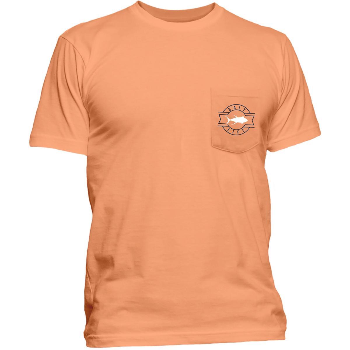 Мужская оранжевая хлопковая футболка с логотипом Salt Life S BHFO 1120