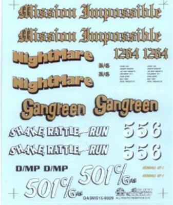 Slixx 8029 Gasser Mini Sheet #15 1/24 1/25 Drag waterslide decal