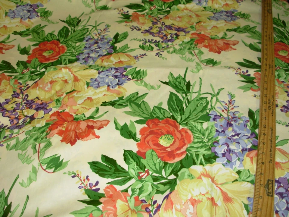 TELA TAPICERÍA CORTINAS ALGODÓN PULIDO FLORAL WYSTERIA SUBURBANO 10 YARDAS POR MENOS Foto 3 de 3