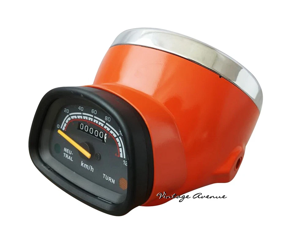 HONDA CD125 CD175 CT90 CT110 LUZ PRINCIPAL LÁMPARA + VELOCÍMETRO + ESTUCHE CUBO NARANJA [CD] Foto 2 de 4