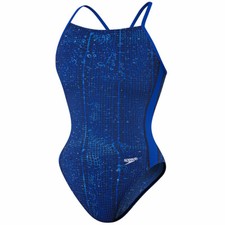 Speedo Endurance+ Water Grid Flyback Swim suit Youth Girl's 8/24  NEW $84