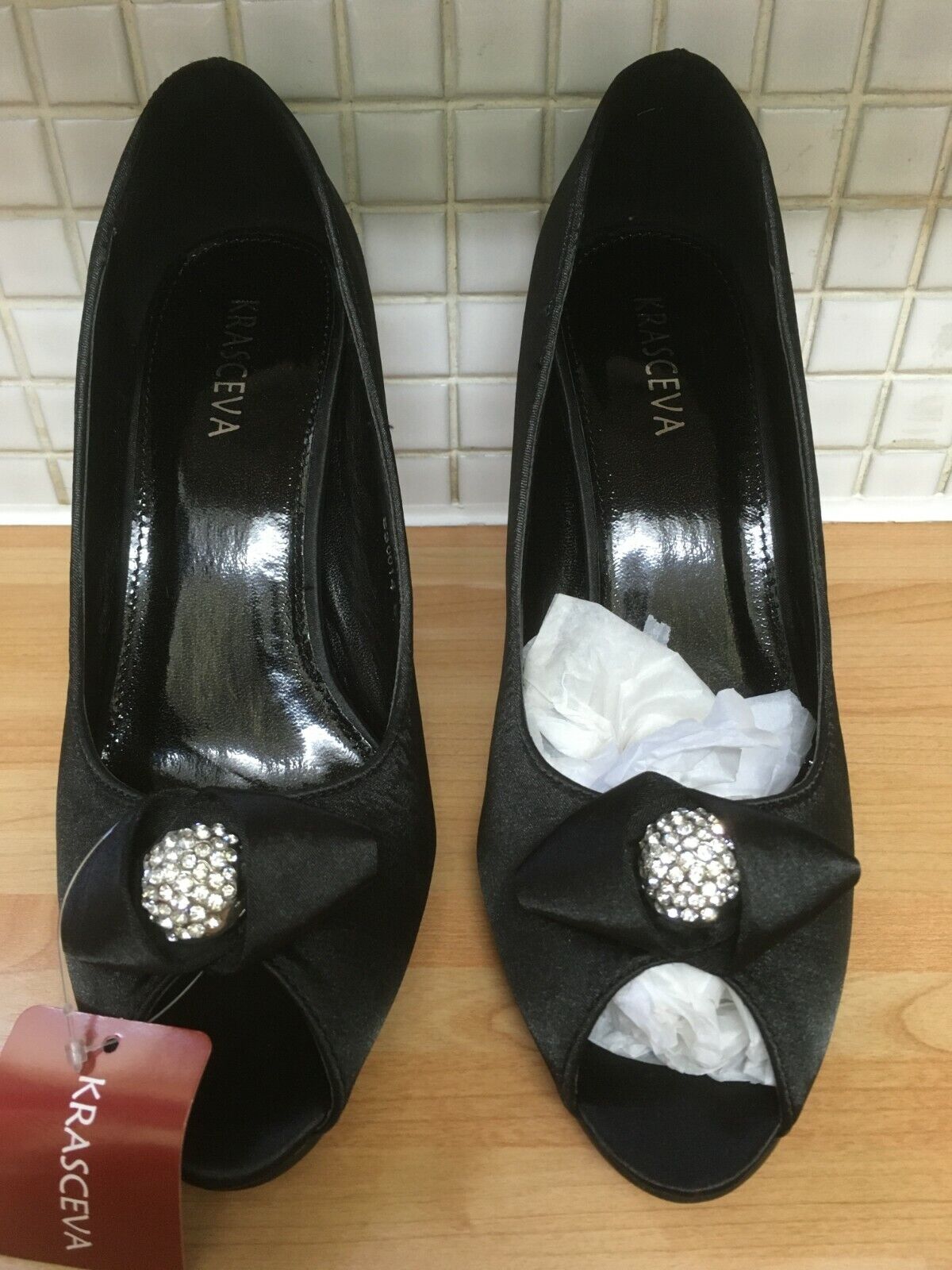 Krasceva Nashville-Davidson Mall Womens Diamante Satin Bow Peep Toe or 6 Size Shoes Heel Dealing full price reduction