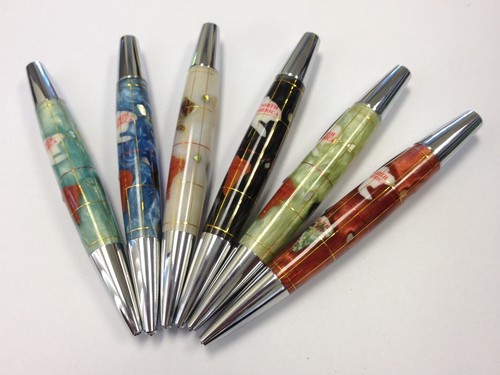 Genuine Authentic Gemstone Globe Handmade Rollerball Pen Pearl Red Free Pouch - Picture 2 of 2