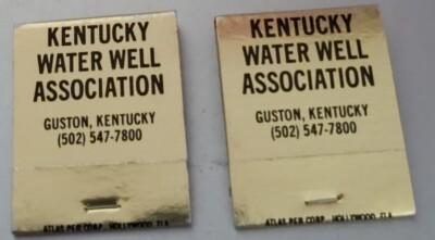 LOT OF TWO UNUSED MATCH BOOKS FROM KENTUCKY WATER WELL ASSOCIATION, GUSTON, KY