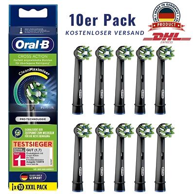 10x Oral-B CrossAction Aufsteckbürsten CleanMaximiser Zahnbürstenaufsatz schwarz
