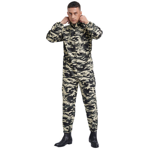 Mens Coverall Flame Jumpsuit Resistant Hooded Mechanic Dungarees Halloween Work - Picture 41 of 50