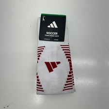 Adidas White Red Team Speed Soccer Socks Adult Size Large NEW