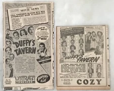 2 1945 newspaper ads for movie Duffy's Tavern, based on radio show Archie & pals