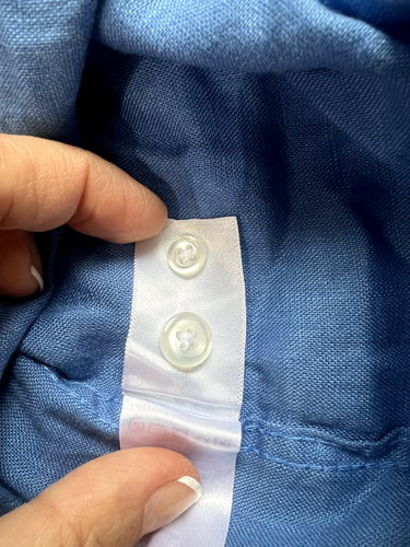 French Connection Linen Classic Fit Long Sleeve Button-Up Shirt Blue Size Medium - Picture 5 of 12