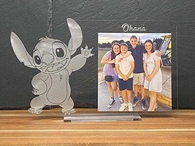 P&J LASER ENGRAVING & DESIGN Personalised Disney Stitch Photo Plaque With Your Choice Photo Customise Yours