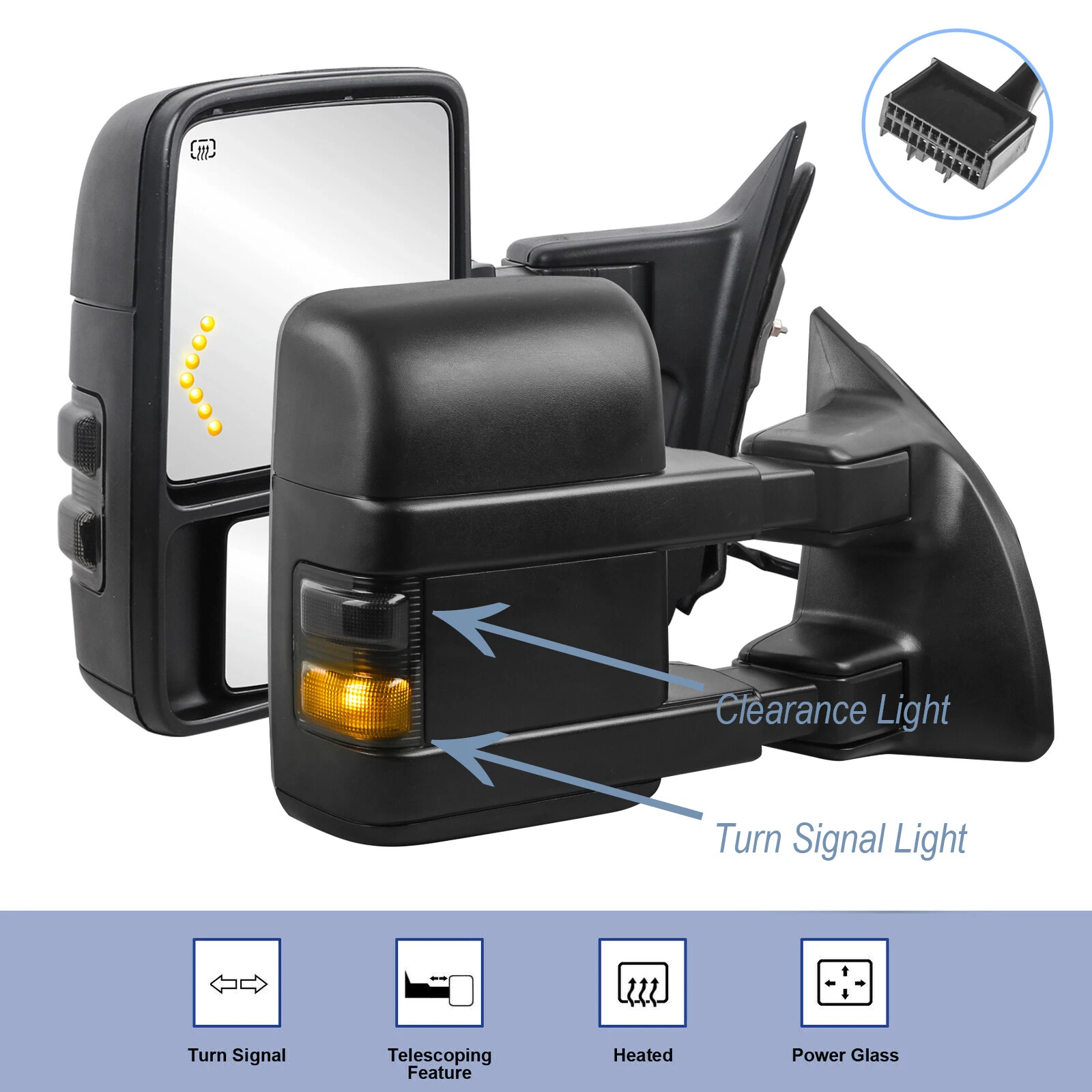 Pair Power Heated Tow Mirrors For 2008-2016 Ford F250 F350 F450 F550 Super Duty
Opens in a new windo