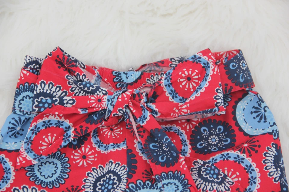 Pantalones Kelly's Kids Rojo Blanco y Azul Algodón con Volantes Cinta Lazo Talla 7-8 Foto 4 de 4