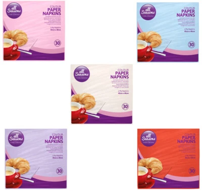 COLOUR PAPER NAPKINS SOFT SERVIETTES 2PLY 40X40CM TABLEWARE PARTY CELEBRATIONS