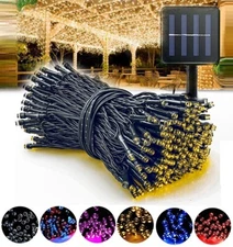 100-200 LED Solar String Lights Outdoor Waterproof Fairy Party Garden Xmas Decor