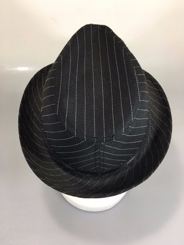 Sombrero Fedora Ubi Negro Blanco Rayas Talla Única Ala Tacaña 22 1/2" NUEVO - Imagen 4 de 6
