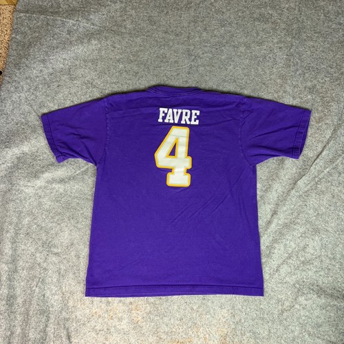 Minnesota Vikings Mens Shirt Medium Purple Brett Favre Jersey #4 Tee T Football - Picture 5 of 8