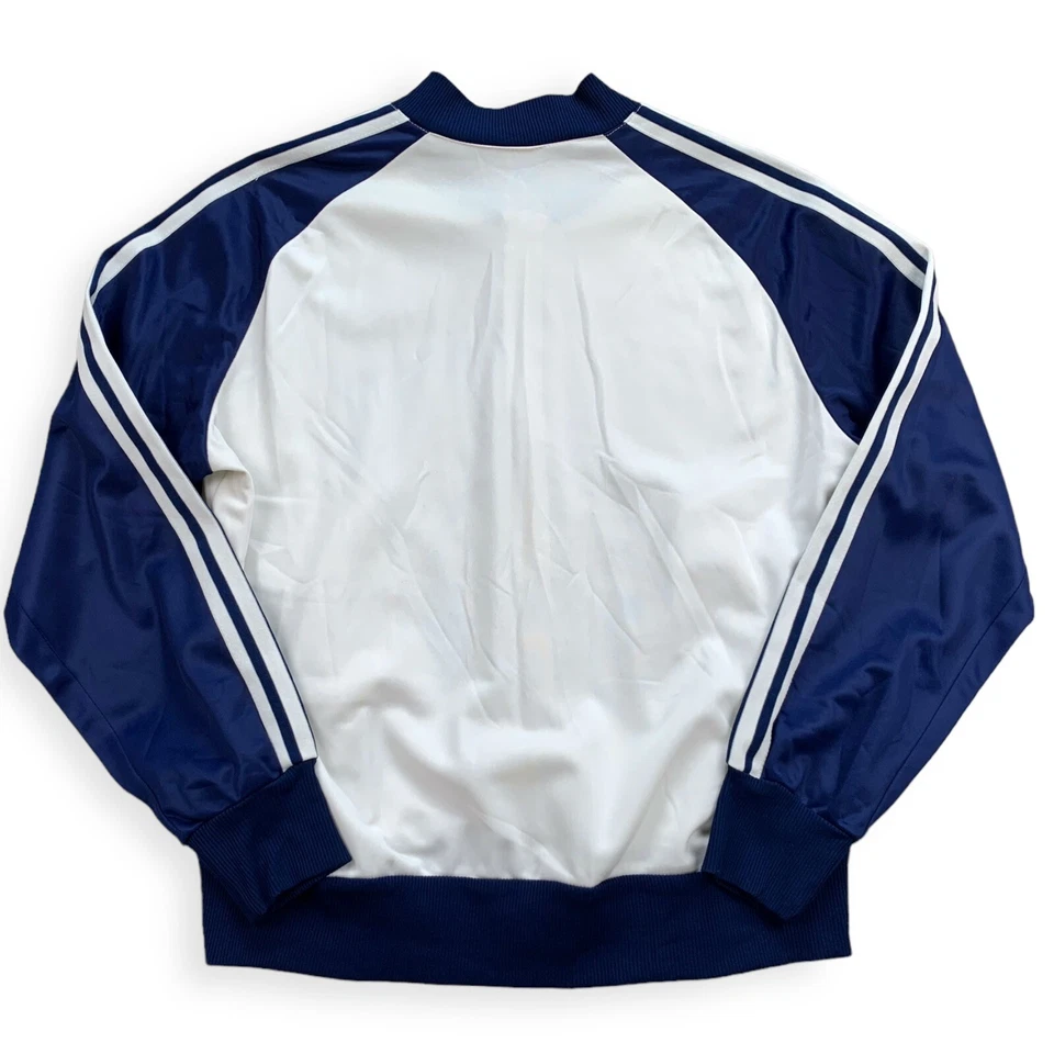 adidas vintage Jacke Gr. 42 L Damen 80er Trainingsjacke weiß blau oldschool AJ7 - Bild 2 von 4