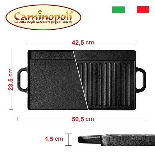 Piastra in Ghisa Liscia e Rigata per la Cottura Griglia BBQ Barbecue sul Gas - Foto 3 di 4