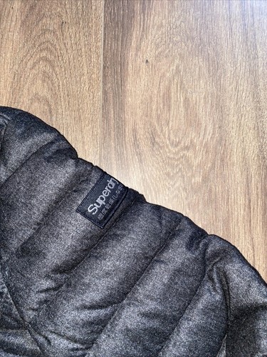 Superdry Mens Hooded Double Zip Tweed Fuji Jacket Charcoal Size XL NEW DEFECTS - 第 3/10 張圖片