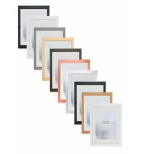 White Black Oak Silver WOODEN Photo Picture Frame Poster with White Mount A4 A3
