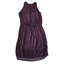 Rebecca Taylor Women's Dark Purple Satin Tank Dress Size 2 Sleeveless Drawstring