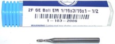 TMX 1-103-2006 Carbide 1/16" Diameter 1/8" Shank 2 Flute Ball End Mill New