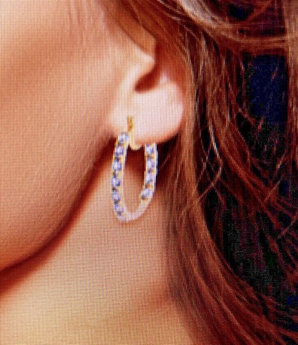 Tanzanite Hoop Earrings in Vermeil Yellow Gold Over Sterling Silver 3.85 ctw - Picture 3 of 9