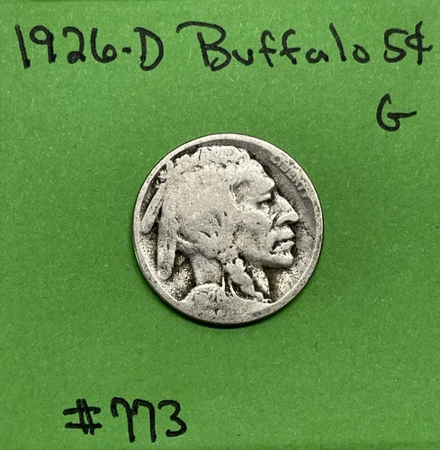 1926 D Buffalo 🦬 Indian Head Nickel 5c Good GD
