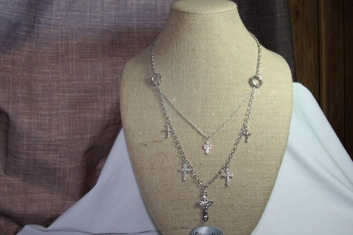 SILVER CHAIN W/ MULTIPLE CROSSES 