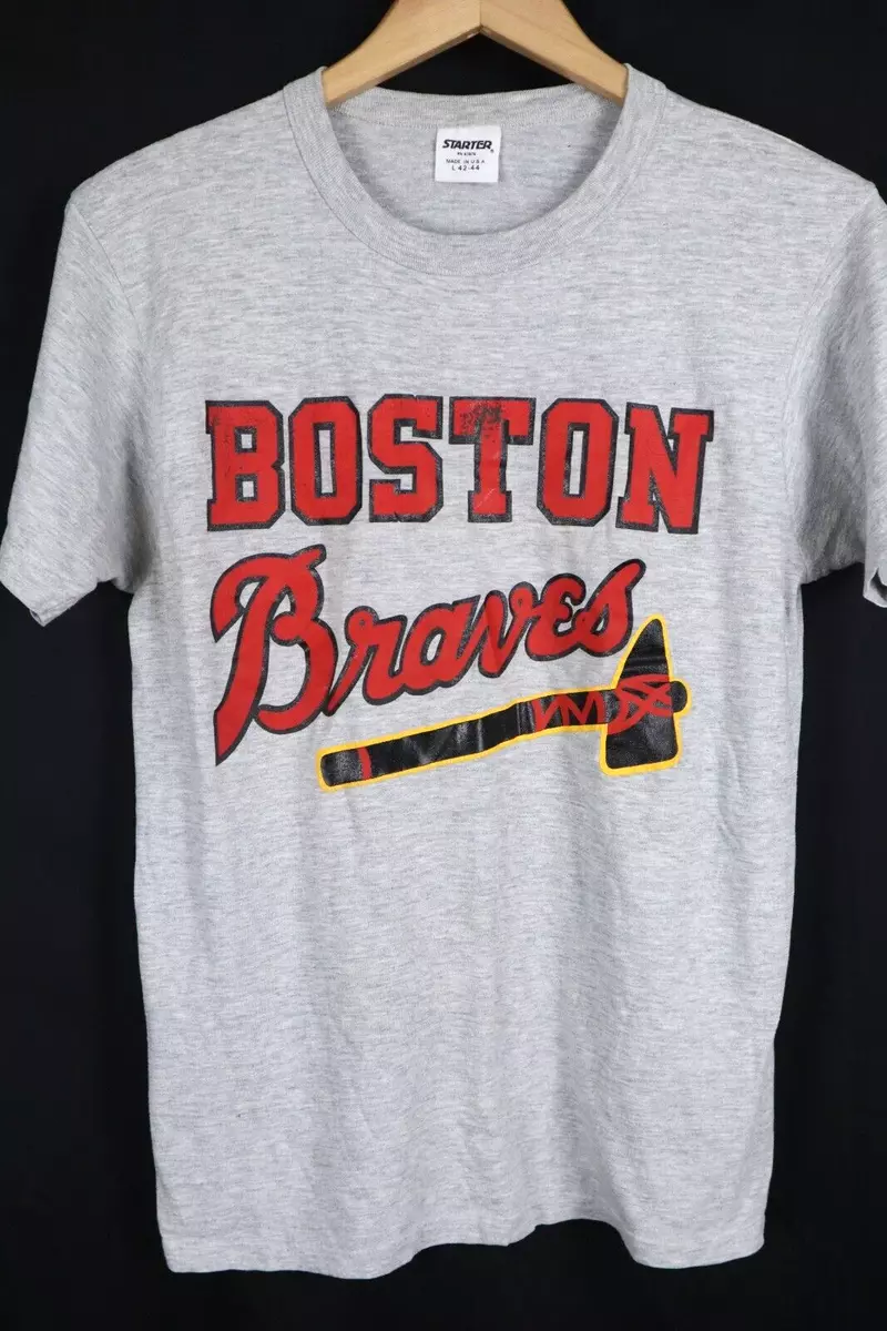 Vintage 80s Boston Braves Starter Throwback Logo MLB Baseball T Shirt Adult  S/M