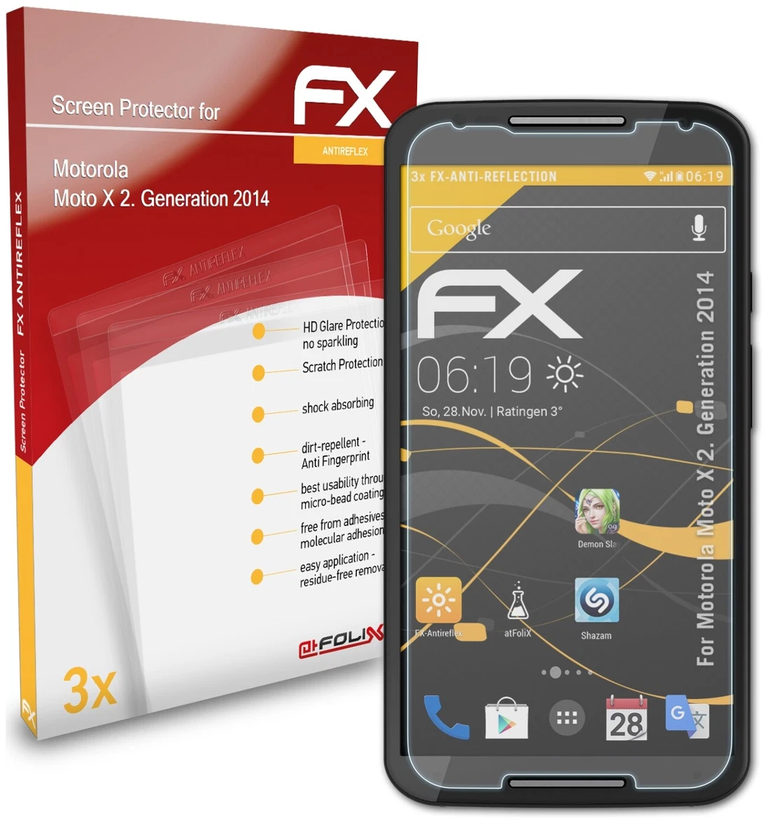 2x Full Cover Opaca Pellicola Protettiva per Motorola Moto X Play